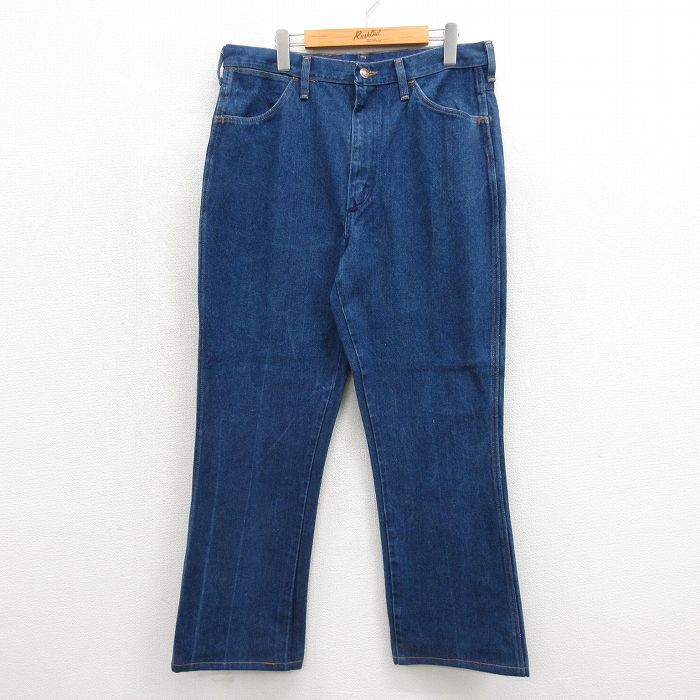 W36/古着 ラングラー ジーンズ メンズ 80年代 80s フレア USA製 ネイビー デニム 26jul28 6,518円