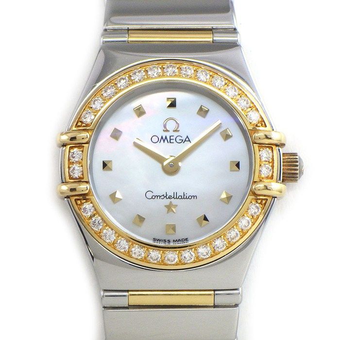 オメガ OMEGA 腕時計 コンステレーション マイチョイス ミニ 1368.71.00 ダイヤベゼル ホワイト マザーオブパール文字盤 K18PG SS クオーツアナログ 【中古】