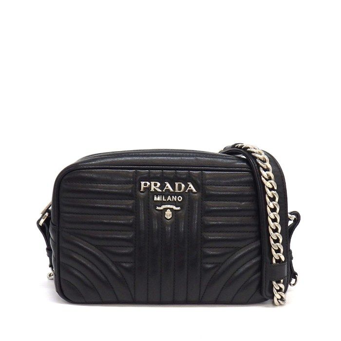 プラダ PRADA ショルダーバッグ ダイヤグラム チェーンショルダーバッグ 1BH083 ブラック レザー シルバー金具 【中古】 87,725円
