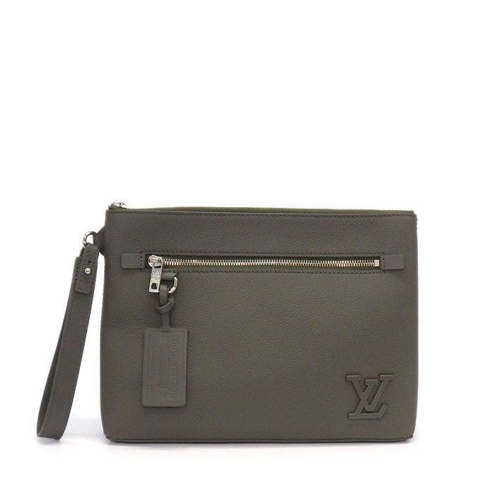 ルイ・ヴィトン LOUIS VUITTON クラッチバッグ テイクオフポーチ M81735 カーキ LVアエログラムレザー シルバー金具 【中古】 78,650円