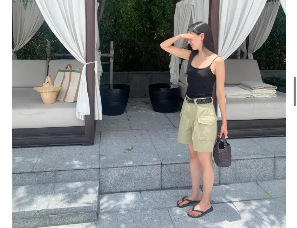 ブランチ brベイル カーゴ パンツ コットン ポケット ショート ハーフパンツ (カーキ Sサイズ)