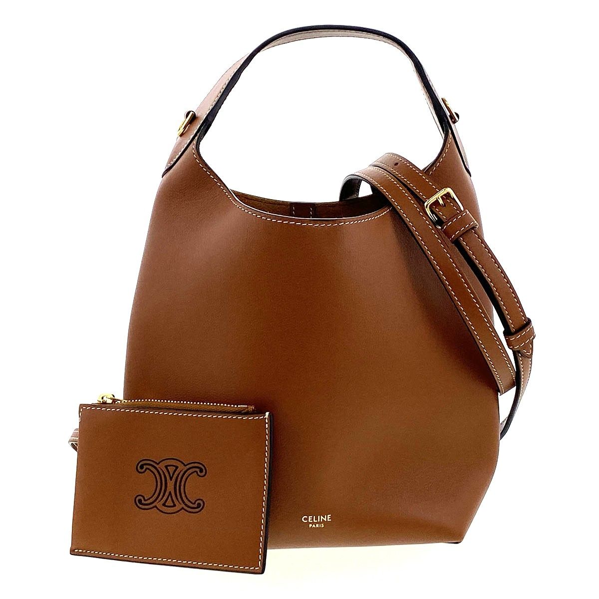 CELINE セリーヌ スモールホーボー ハンドバッグ L10133Q71.04LU レディース レザー ブラウン タン 中古
