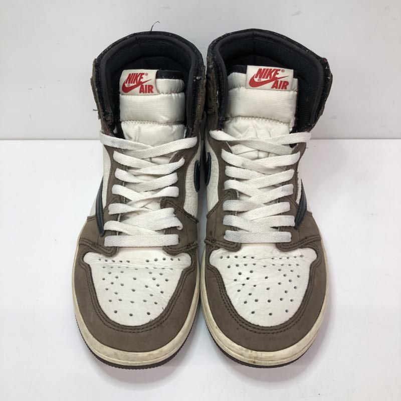 【中古】Travis Scott × Nike Air Jordan 1 Retro High OG TS SP Sail Dark Mocha 25.5cm CD4487-100 ナイキ エアジョーダン[66]