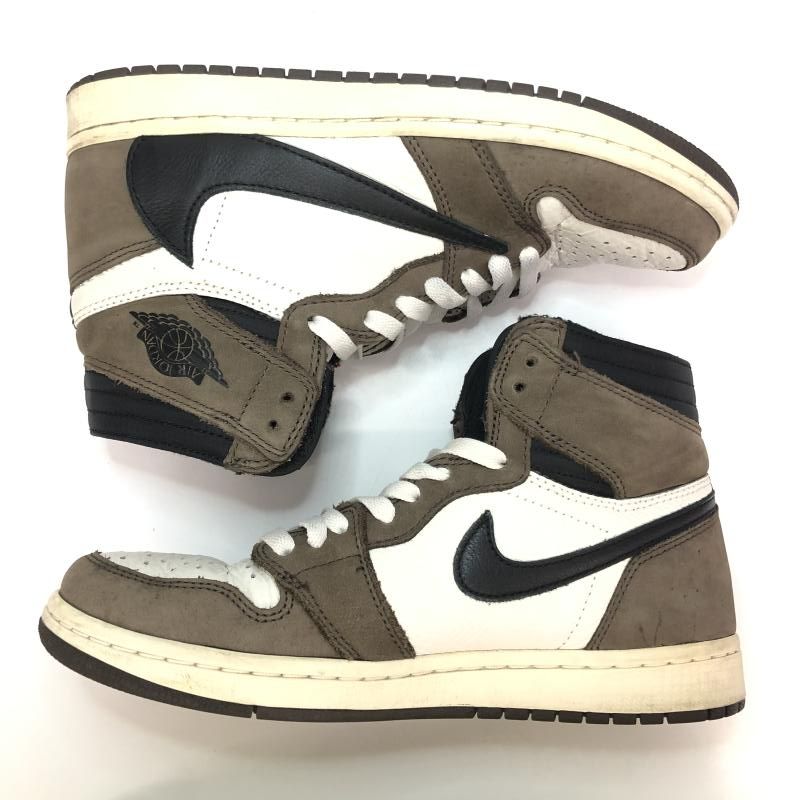 【中古】Travis Scott × Nike Air Jordan 1 Retro High OG TS SP Sail Dark Mocha 25.5cm CD4487-100 ナイキ エアジョーダン[66]