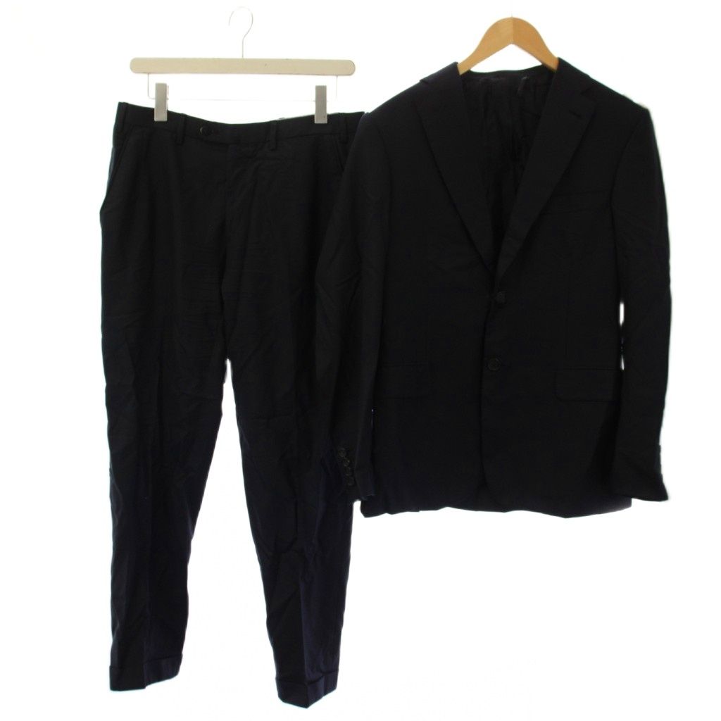 ブリオーニ BRIONI シングルスーツ セットアップ 上下 テーラードジャケット スラックスパンツ ジップフライ ウール 46 紺 /BM