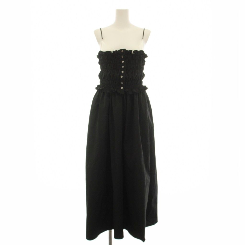 ルシェルブルー LE CIEL BLEU シャーンドボディスキャミドレス Shirred Bodice Cami Dress キャミワンピース ロング ギャザー 38 黒 ブラック 白 ホワイト 28S65606 /YT