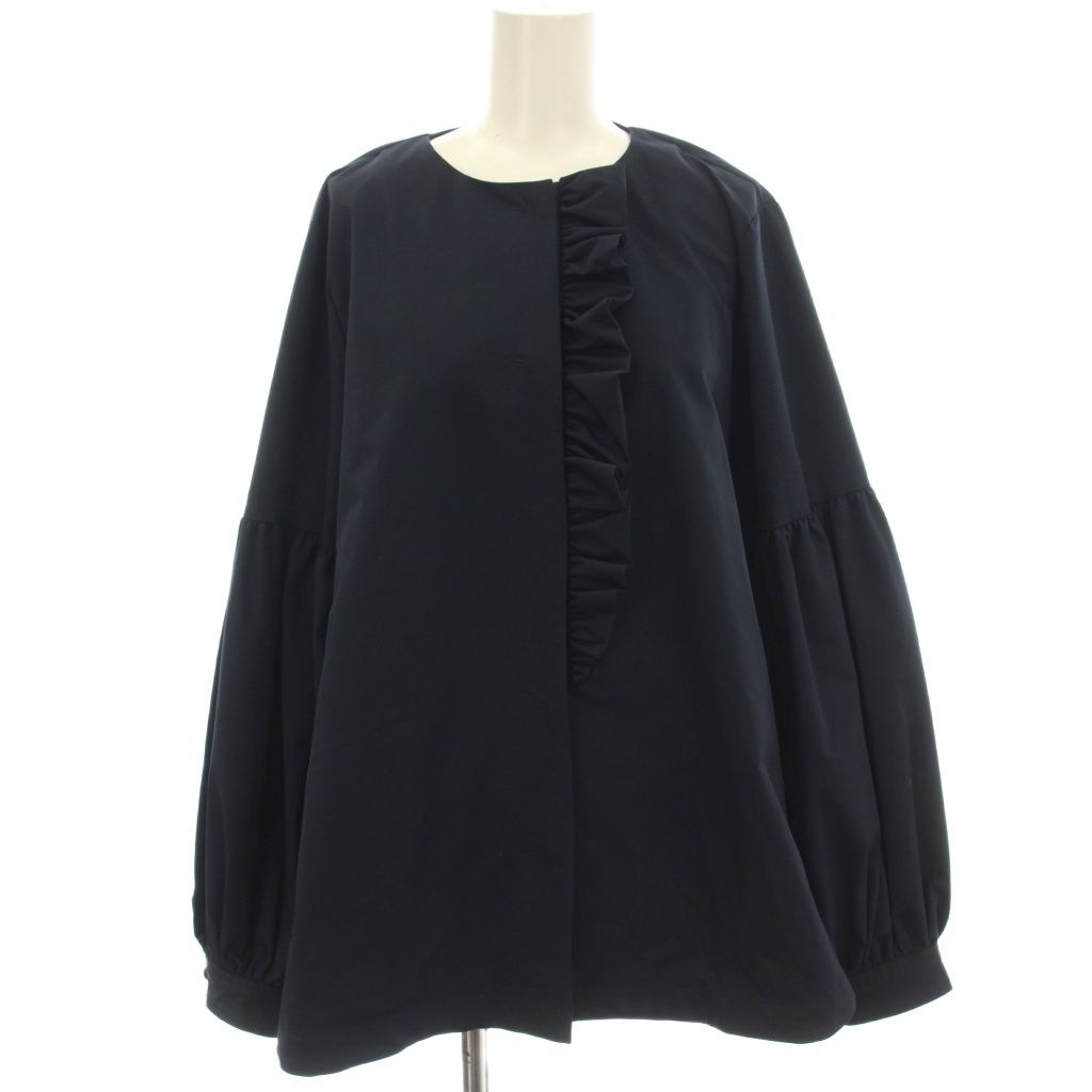 ソーノ SONO ノーカラージャケット フリル ポリエステル 1 ネイビー 紺 S241JV046 /☆G