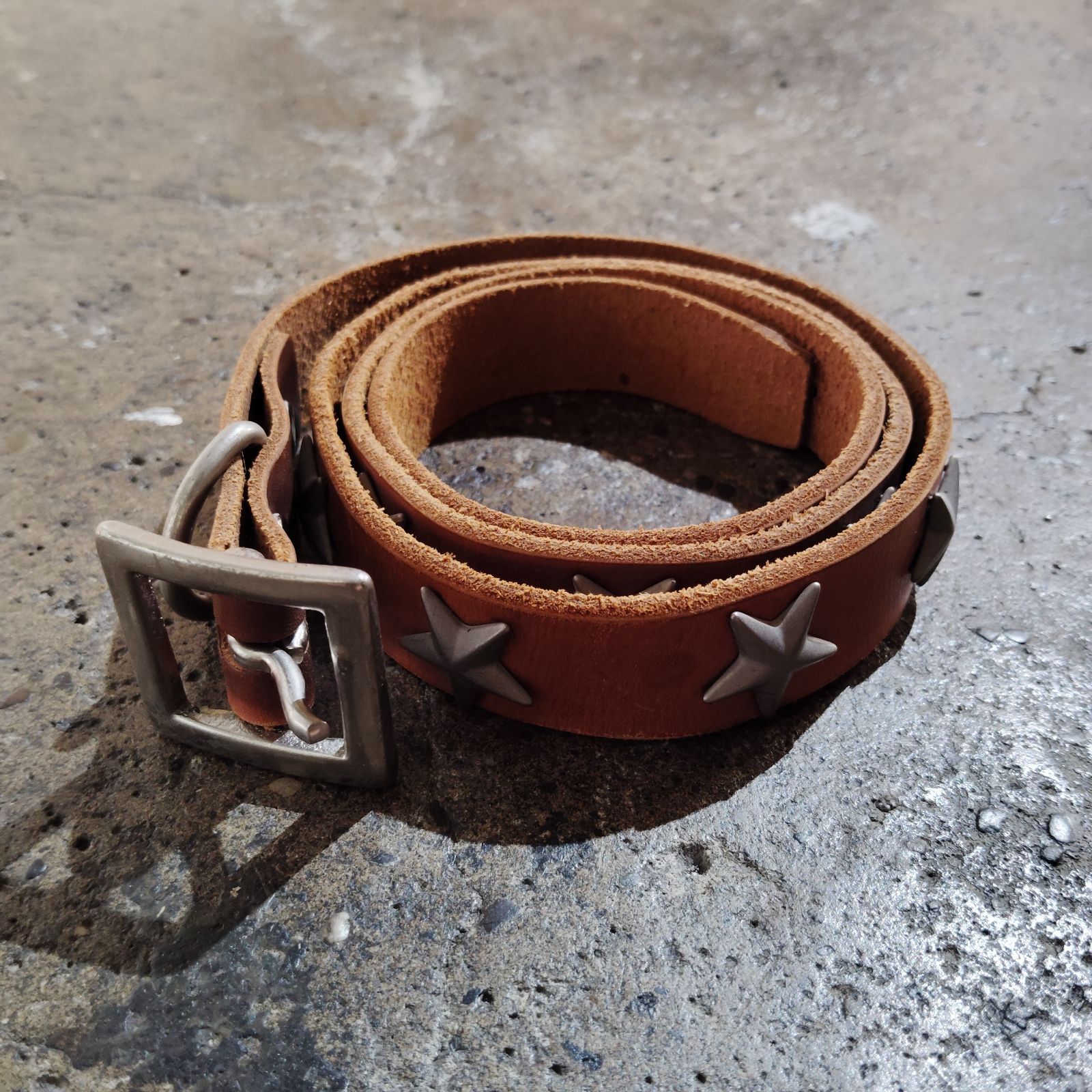BEDWIN STAR STUDS TERRY NARROW BELT レザースタースタッズベルト ブラウン ベドウィン