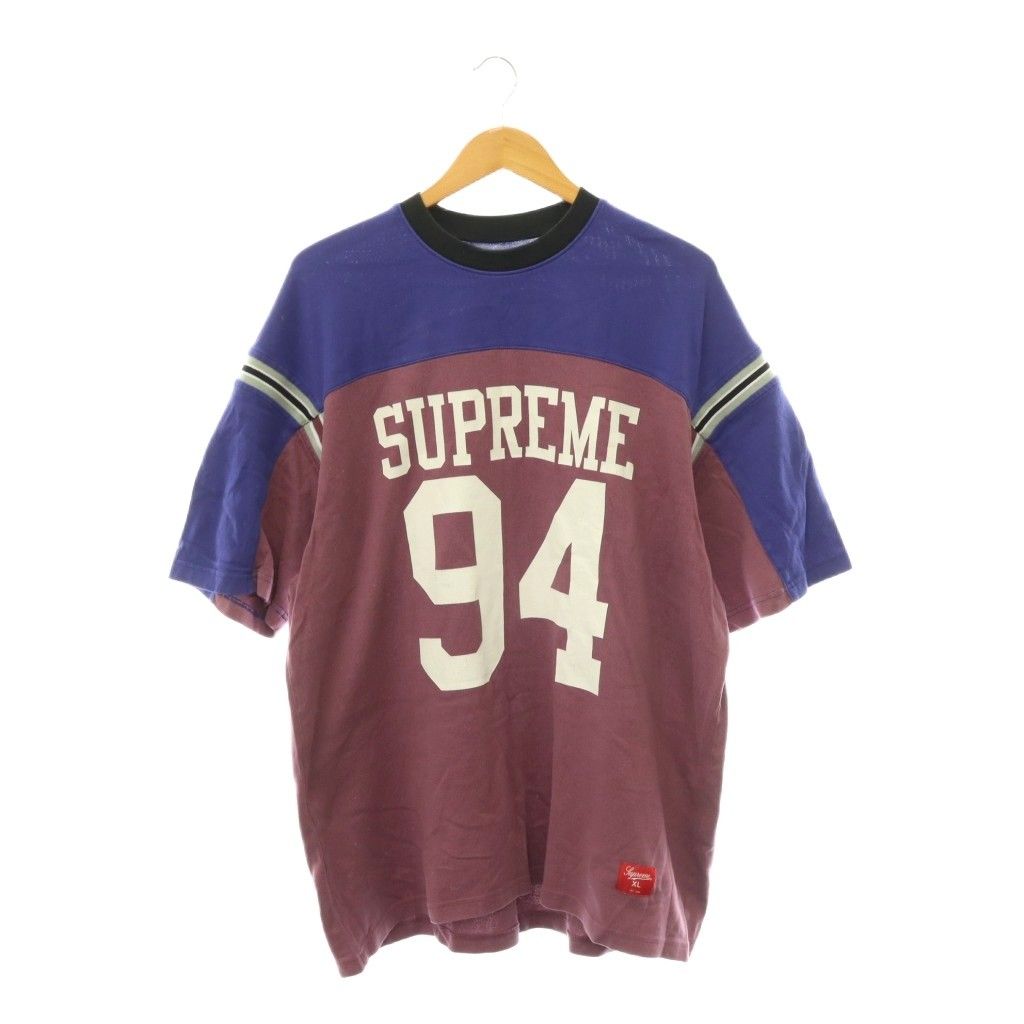 シュプリーム SUPREME 25SS Split S/S Football Top Tシャツ カットソー 半袖 XL パープル ブルー /HK ■OS