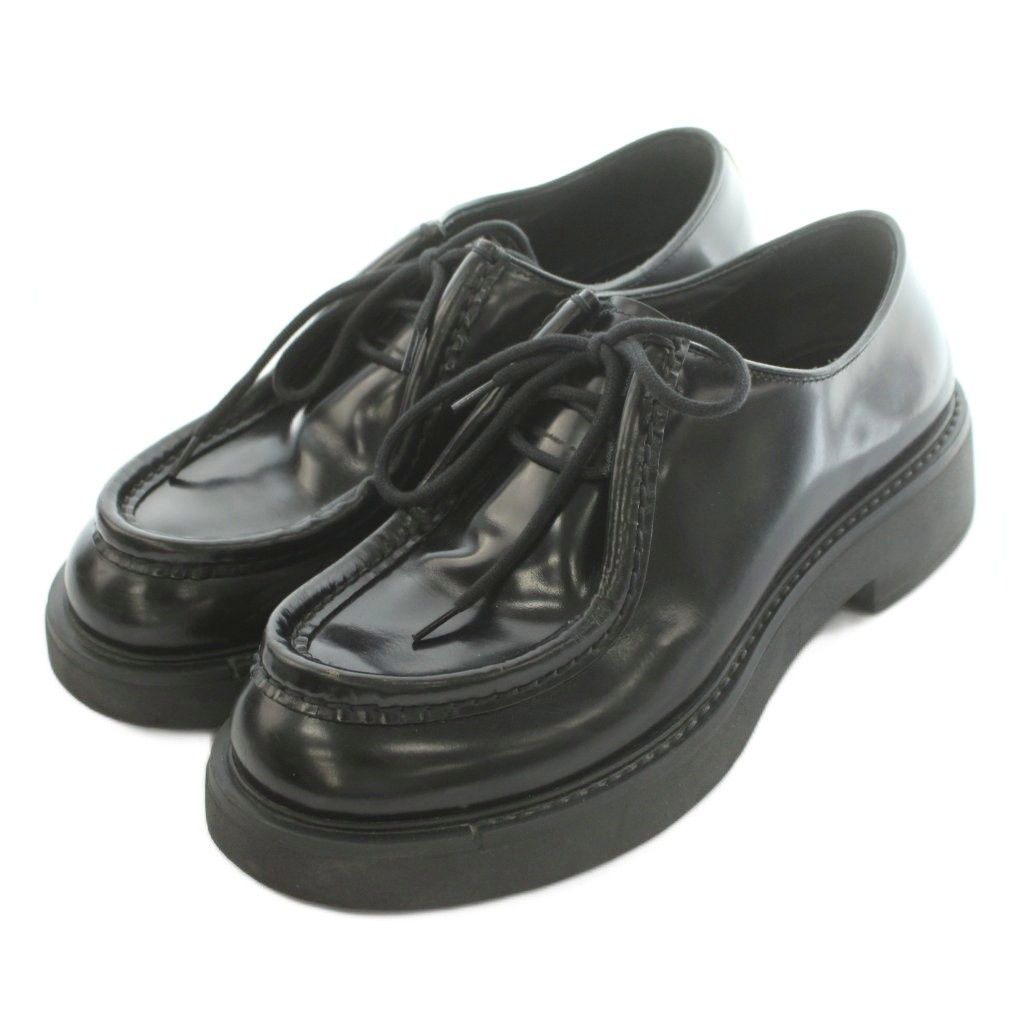 プラダ PRADA ダイアパソン ブラッシュドレザー ダービーシューズ モックトゥ 7.5 26.5cm 黒 ブラック 2EG419 /MI ■OS ■AD 67,900円