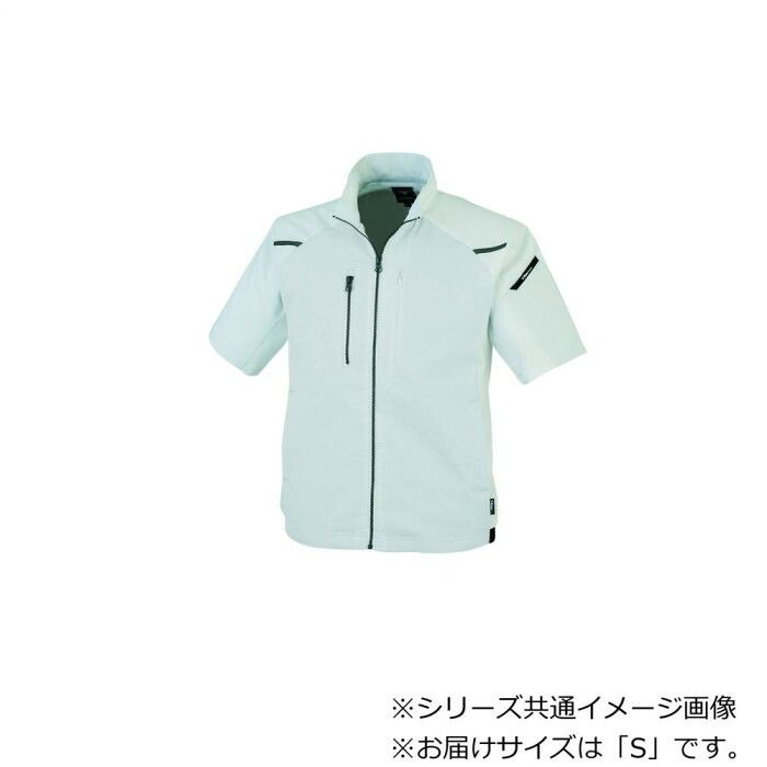すっきり見えるSサイズのシルバーグレー ジーベック(XEBEC) 1811 カラーストレッチ半袖ブルゾン シルバーグレー S ポリエステル100%ストレッチ素材