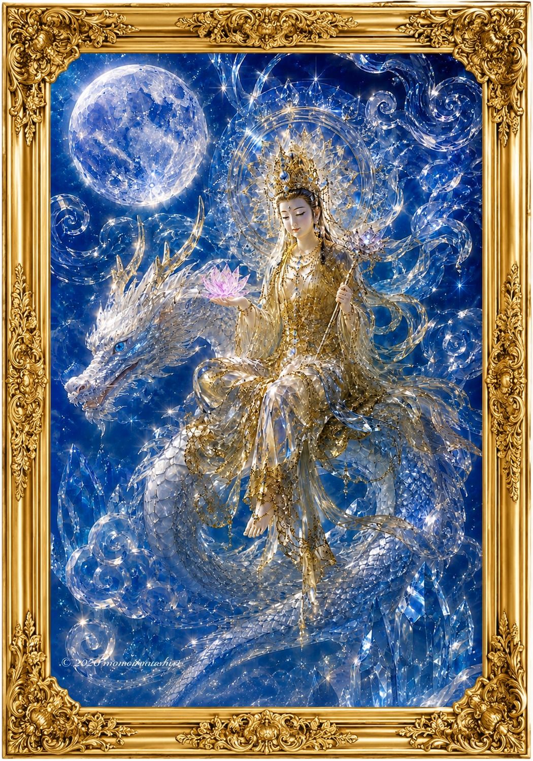 龍神エネルギーを放つ　開運絵画　波動絵画　幸運　金運　手描き　才能開花「黄龍」 開運絵画 風水画 ヒーリングアート 龍神 /魔除け 厄除け 金運アップ