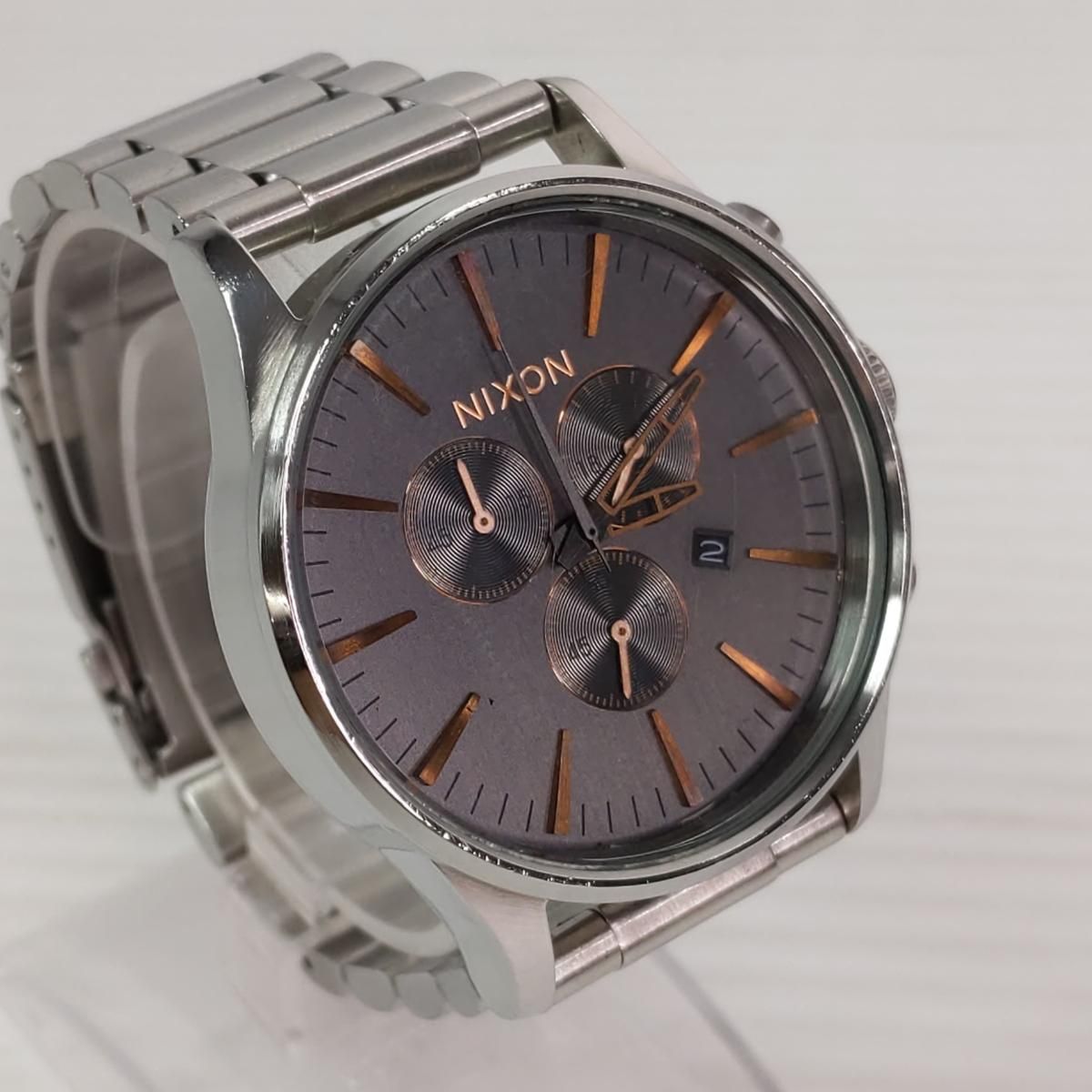 【中古品】NIXON ニクソン 腕時計 クロノグラフ セントリー シルバー 〇YR-55250〇