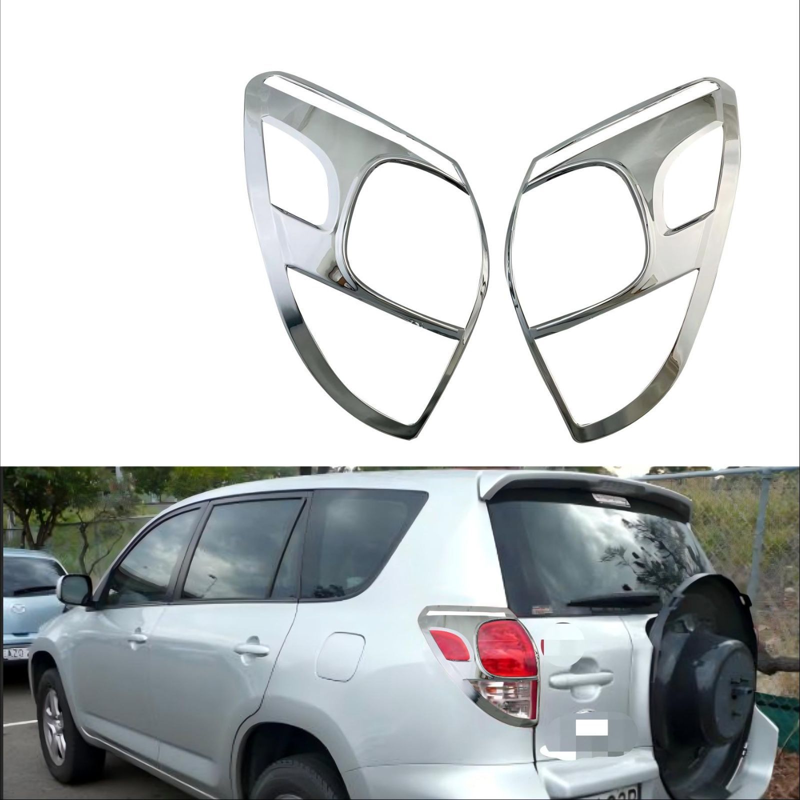 トヨタ RAV4 2006年式対応 リアテールランプガーニッシュ メッキシルバー ABS製 左右2点セット リア外装アクセントパーツ 7,039円