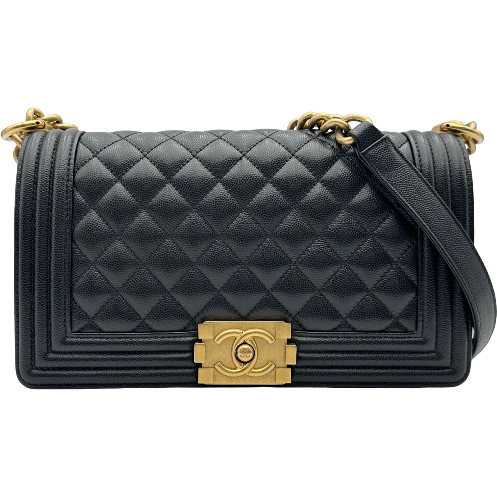 シャネル CHANEL ボーイシャネル 25 A67086 ブラック ゴールド金具 キャビアスキン レディース ショルダーバッグ
