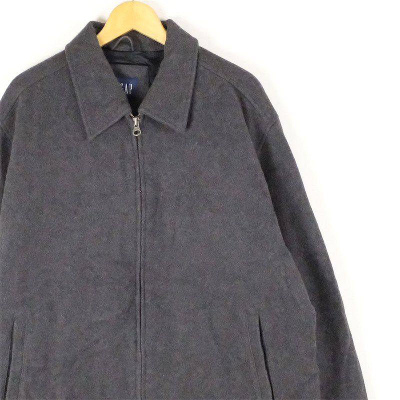 古着 大きいサイズ 00's 旧タグ GAP ギャップ キルティングライター 長袖ウールスウィングトップ メンズUS-XLサイズ 杢グレー系 jc-0352