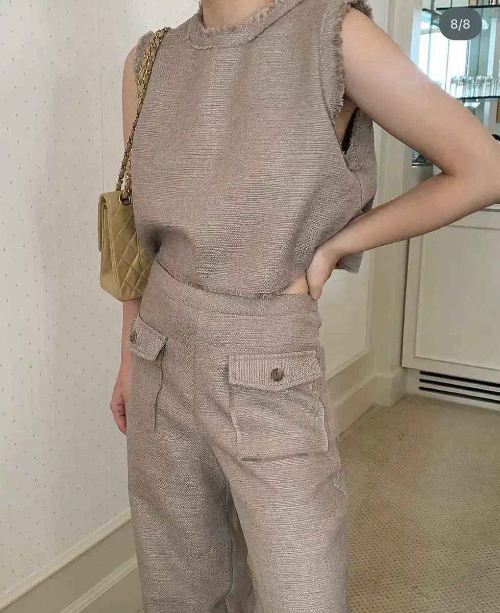 ツイード ノースリーブ セット ベージュ