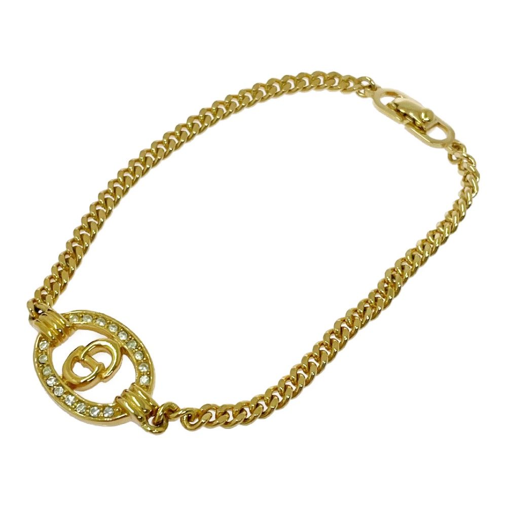 【中古】Christian Dior クリスチャンディオール GP ラインストーン CDロゴ ブレスレット ゴールド 607118 ブレスレット