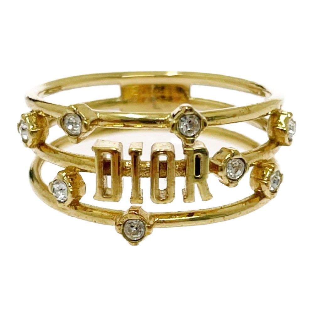 【中古】Dior ディオール GP ラインストーン ロゴ リング ゴールド 613408 リング・指輪