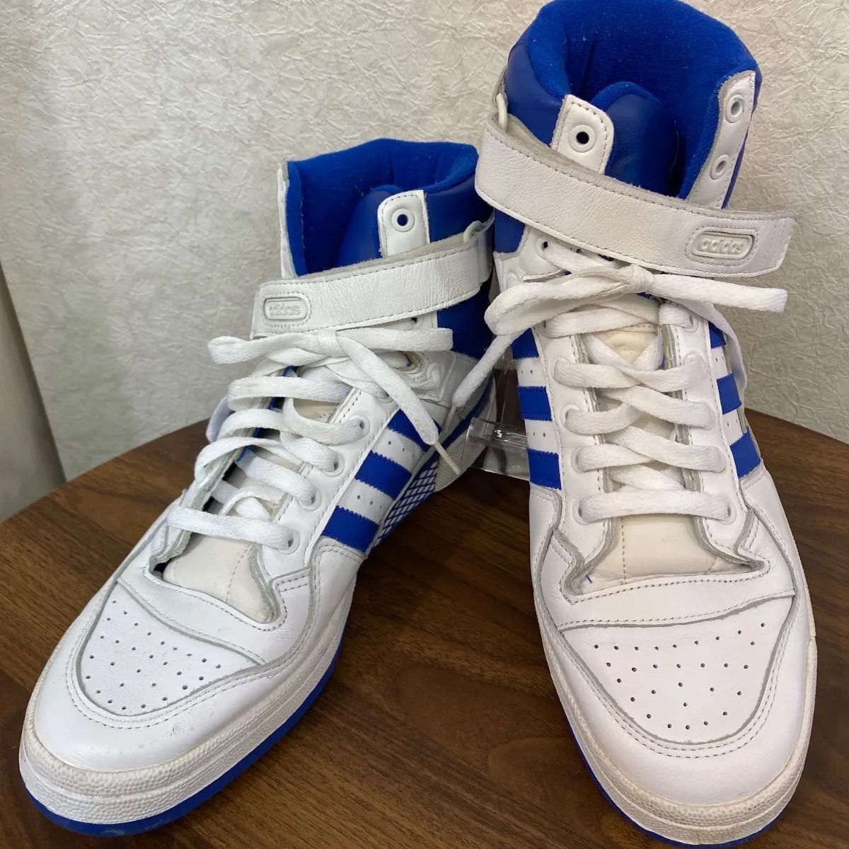 adidas Forum Hi OG White Collegiate Royal Blue アディダス 29.5cm M25594 フォーラム ハイカット スニーカー 白×青系 中古 ＠川