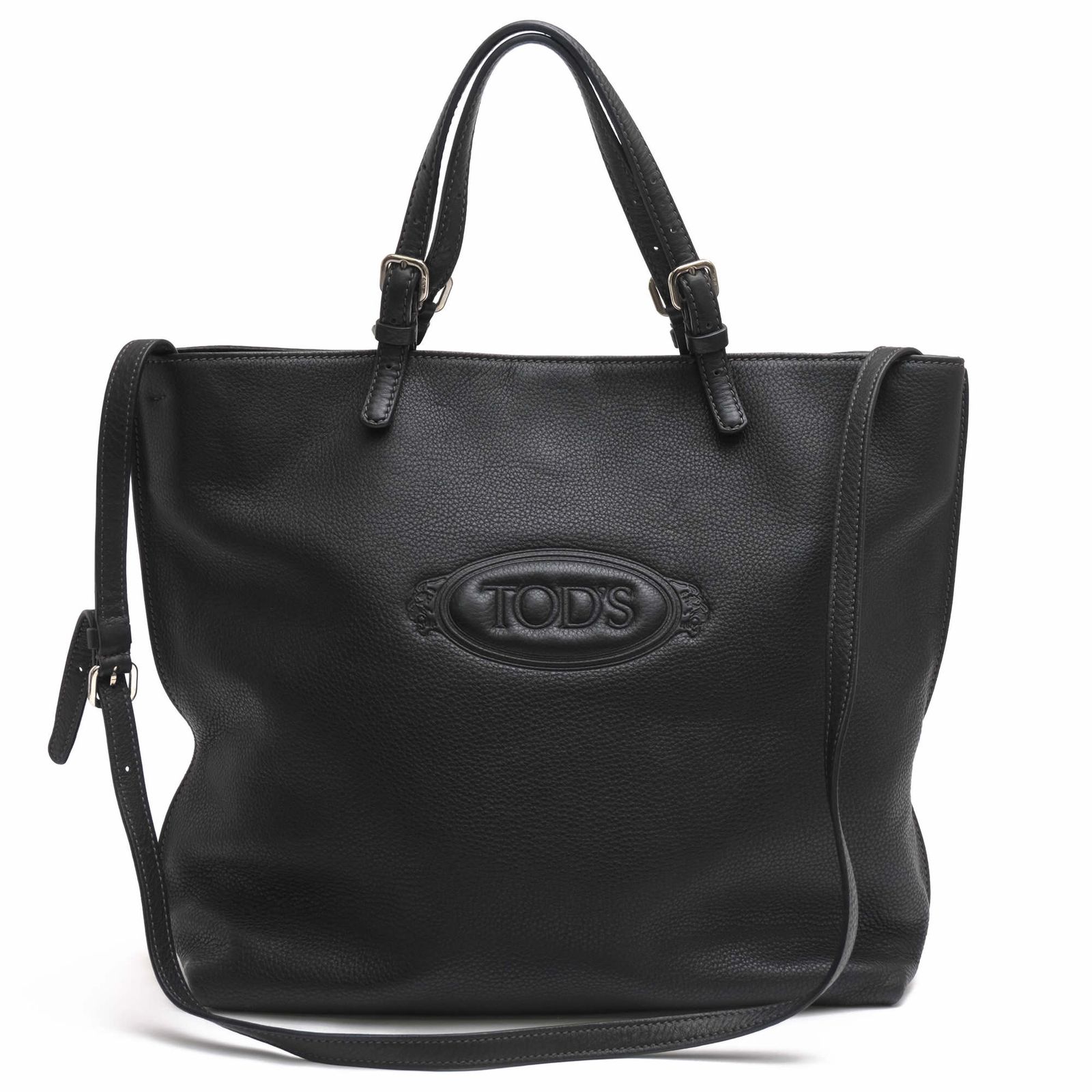トッズ／TOD'S バッグ トートバッグ 鞄 ハンドバッグ レディース 女性 女性用 レザー 革 本革 ブラック 黒 Logo Media Shopping Tote 2WAY ショルダーバッグ シボ革 シュリンクレザー ユニセックス 男女兼用