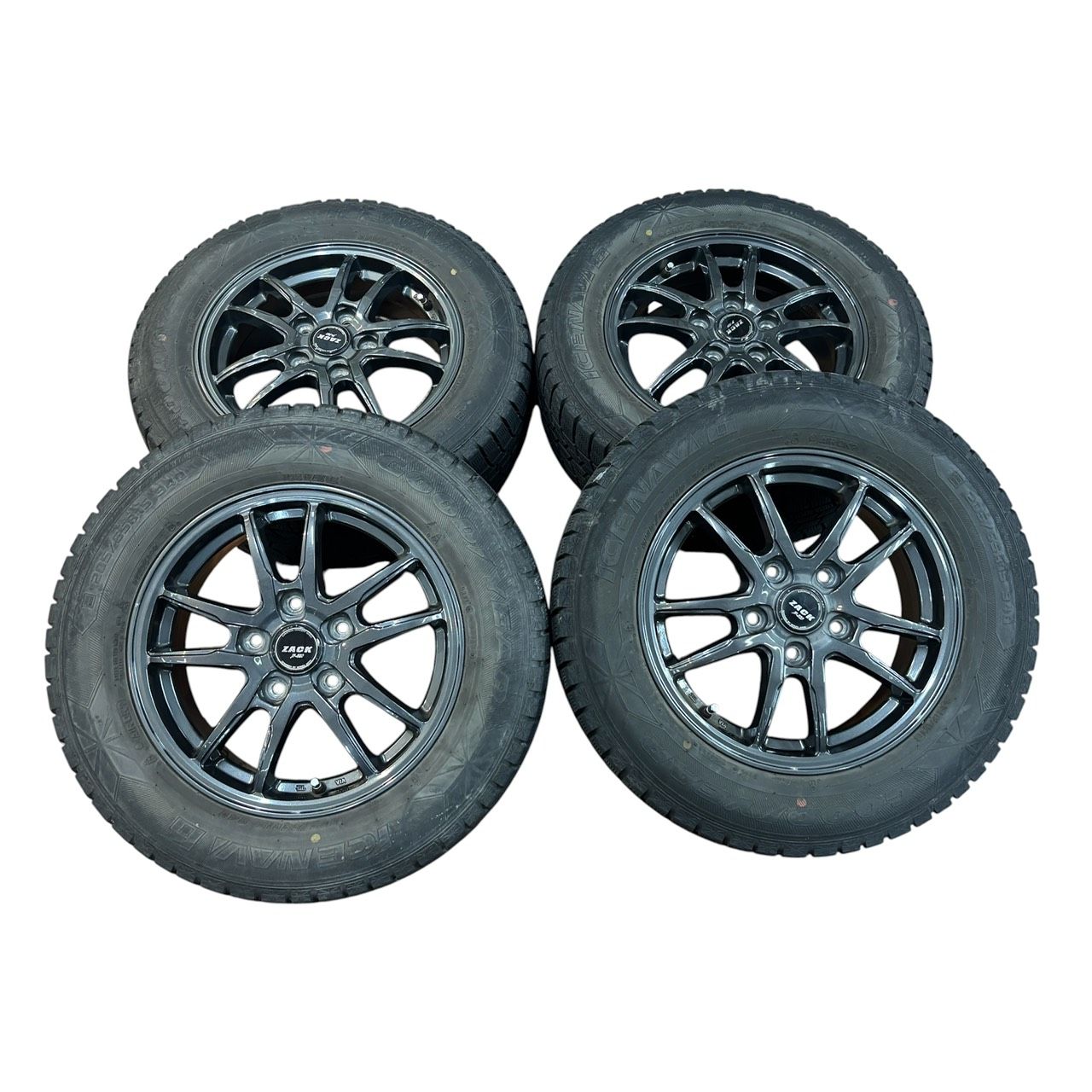 【直接引取限定】h15693 ZACK JP-520 15インチ 6J 5H PCD114.3 アルミ ICE NAVI6 205/65R15 スタッドレスタイヤ 4本 ナット付