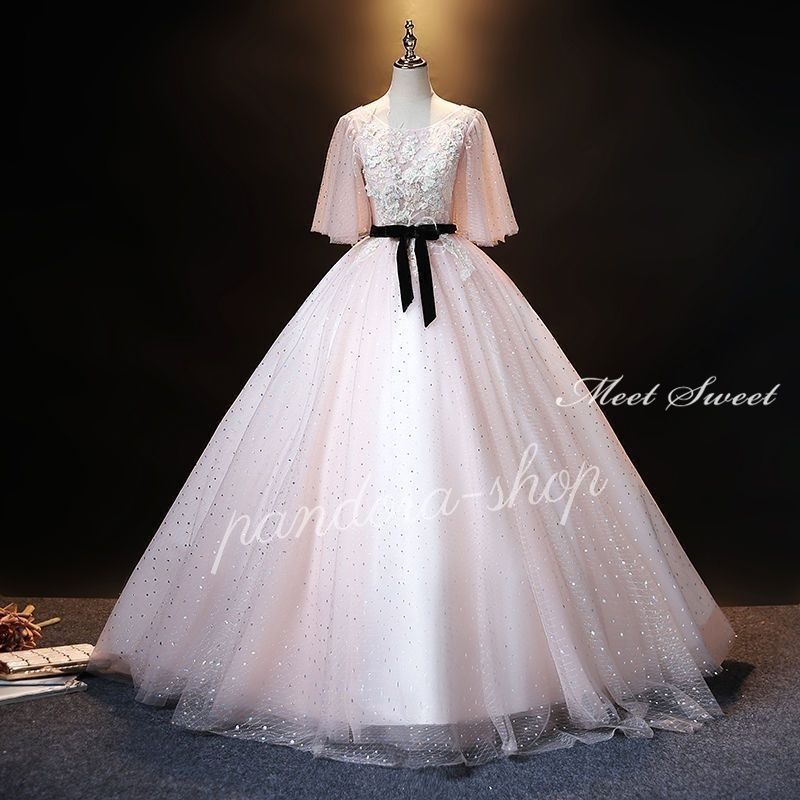 ウェディングドレス ウエディングドレス カラードレス ピンク ロングドレス 結婚式 イブニングドレス 二次会ドレス 花嫁 発表会ドレス コンサート コンクール リボン プリンセス パーティードレス カクテルドレス 前撮り 後撮り 26,215円