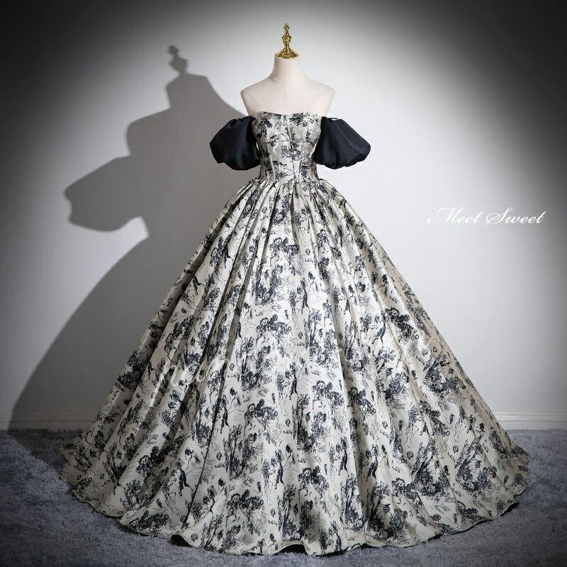カラードレス プリンセスライン ロングドレス グレー 花柄 オフショルダー 袖あり ウェディングドレス 結婚式 二次会 花嫁 前撮り 発表会 ステージ衣装 ウエディングドレス パーティードレス ブライダル イブニングドレス コンサート コンクール 27,109円