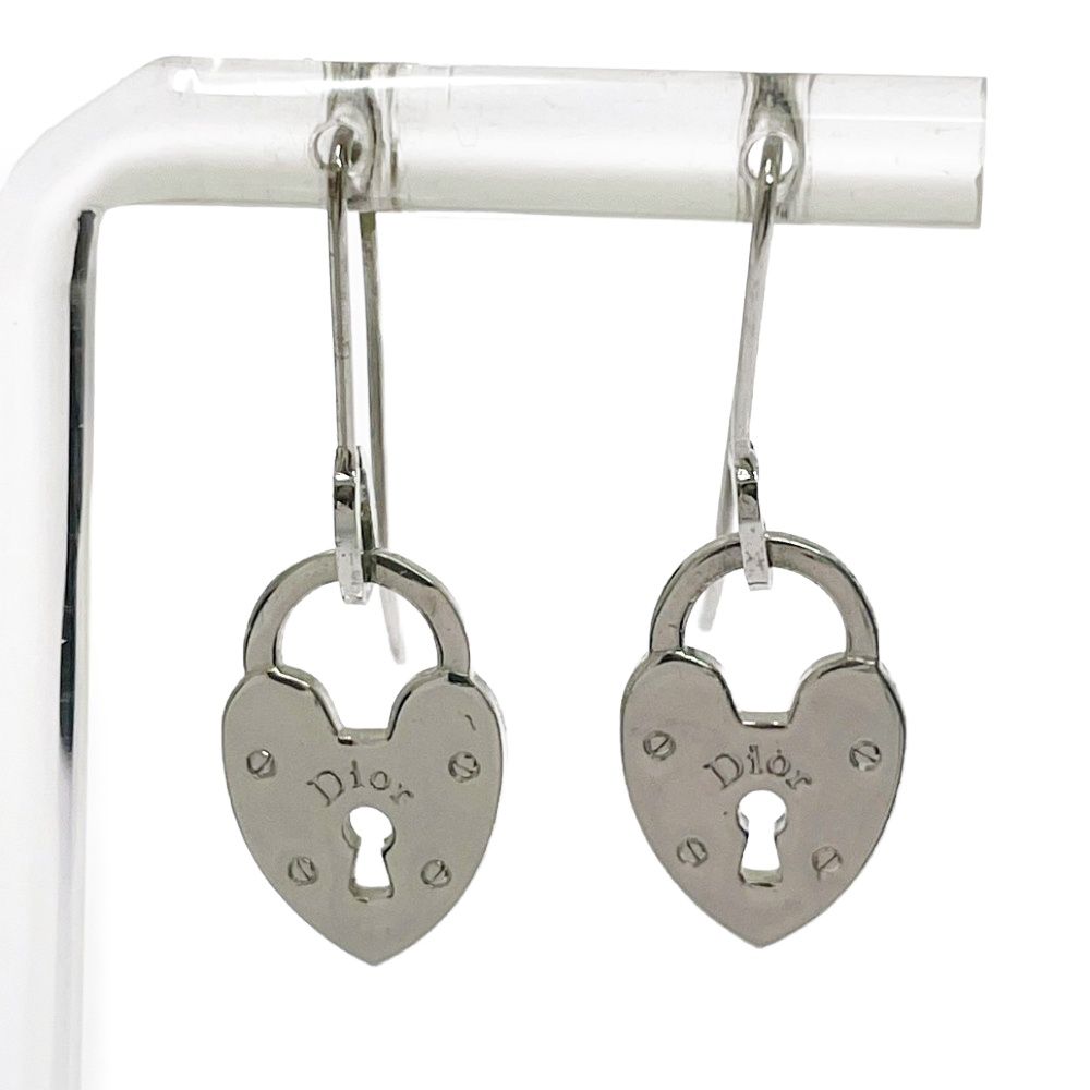 【中古】Dior ディオール メッキ ハート カデナモチーフピアス シルバー 628219 ピアス
