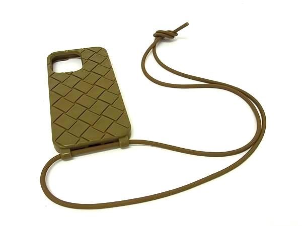 BOTTEGA VENETA ボッテガヴェネタ イントレチャート ラバー iPhone14Pro MAX 対応 iPhoneケース スマホケース カーキ系 BR4390