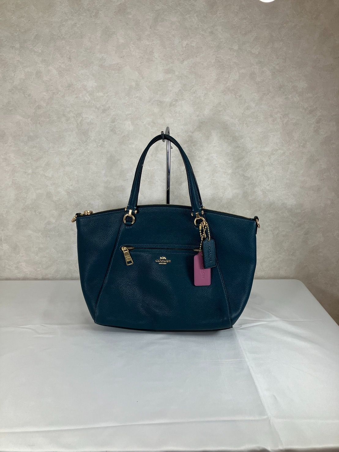 COACH コーチ トートバッグ ショルダーバッグ 2WAY ブルーグリーン系 レザー レディース
