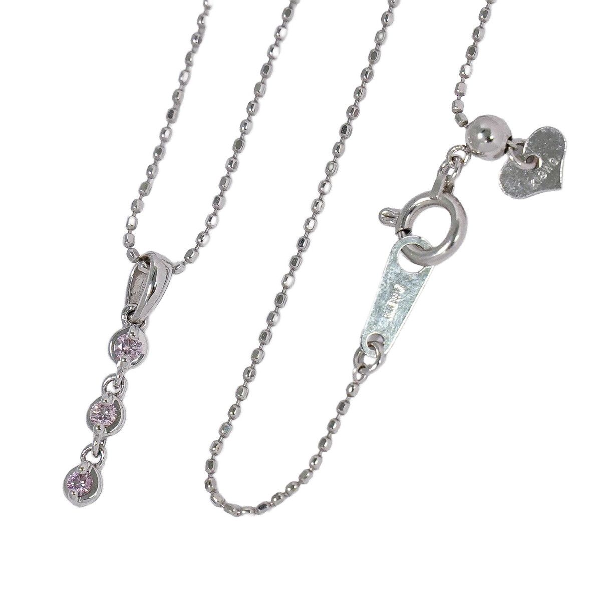 本物 ダイヤモンド 0.08ct K18 WG ネックレス ペンダント ホワイトゴールド アクセサリー ジュエリー 中古・