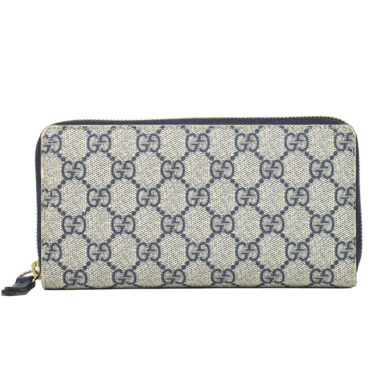 本物 グッチ GUCCI GGスプリーム ラウンドファスナー 長財布 ロングウォレット ネイビー 410102 財布 ウォレット 中古・ 21,456円