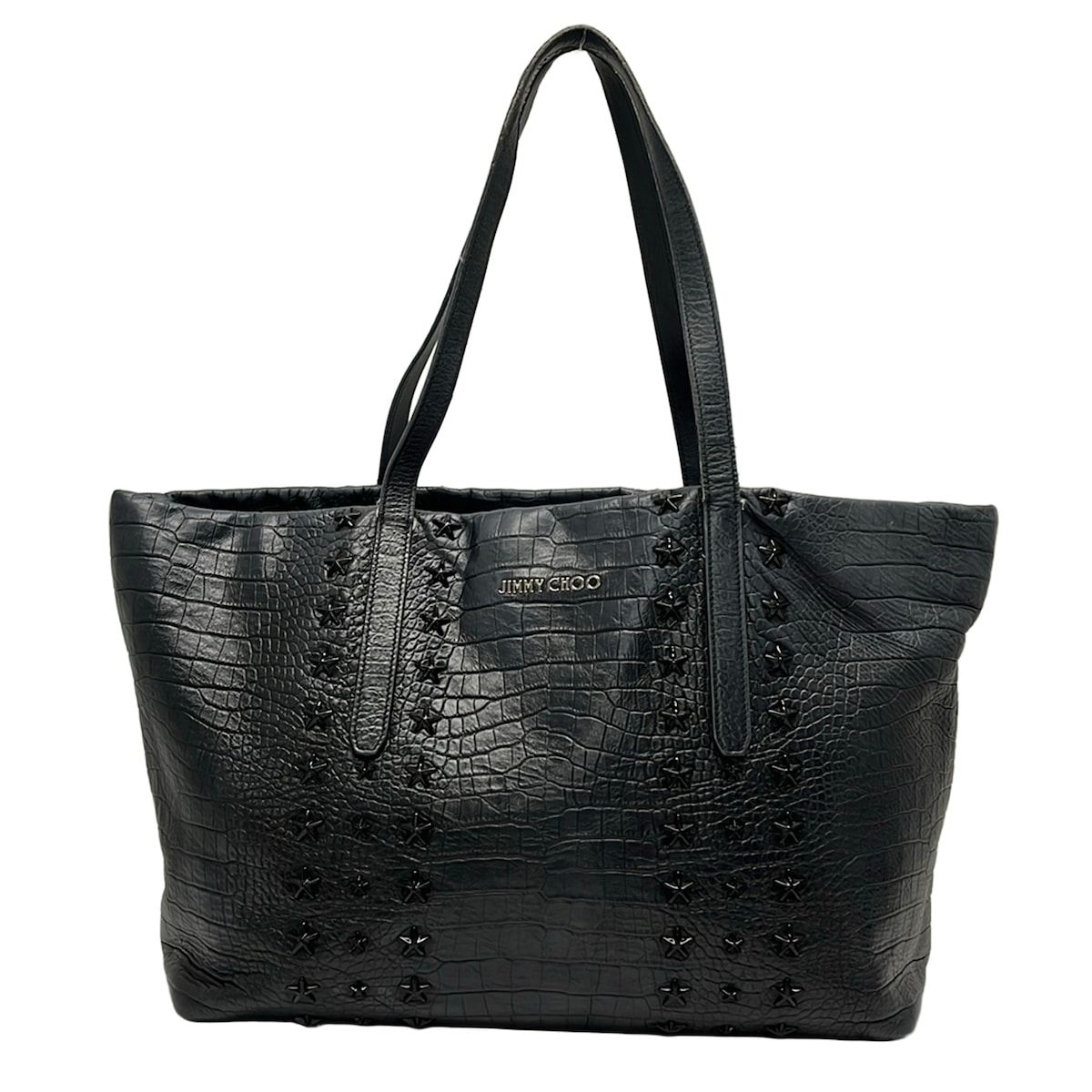 JIMMY CHOO(ジミーチュウ) トートバッグ - ダークネイビー スタッズ/型押し加工/スター(星)/ホログラムシールあり レザー 26,260円