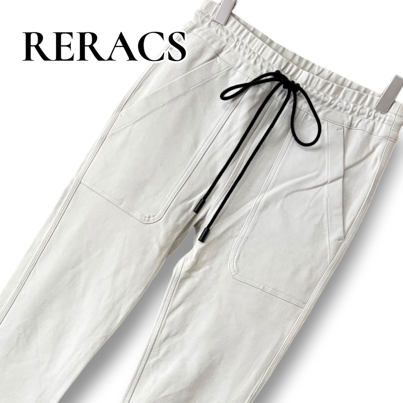 THE RERACS ザ リラクス レディース 36 S ライトグレー ホワイト系 イージー イージーパンツ ベイカーパンツ ドローコード ストレッチ レーヨン混 ボトムス 日本製 18FW 美品 1571BC