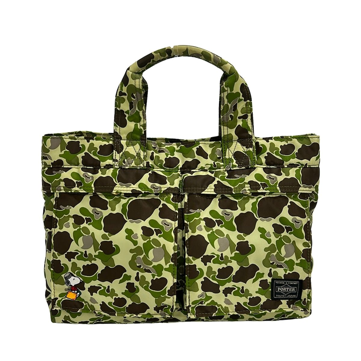 PORTER (Porter) Tote Bag - Khaki x Dark Brown x Multi Snoopy/Camouflage Pattern/JOE PORTER