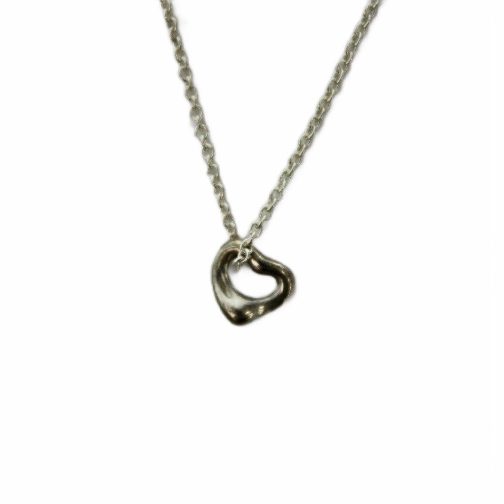 ティファニー TIFFANY & CO. オープンハート ネックレス ペンダント スペイン製 Ag925 ワンカラー チェーン シルバー /BB ■OH ☆AA★