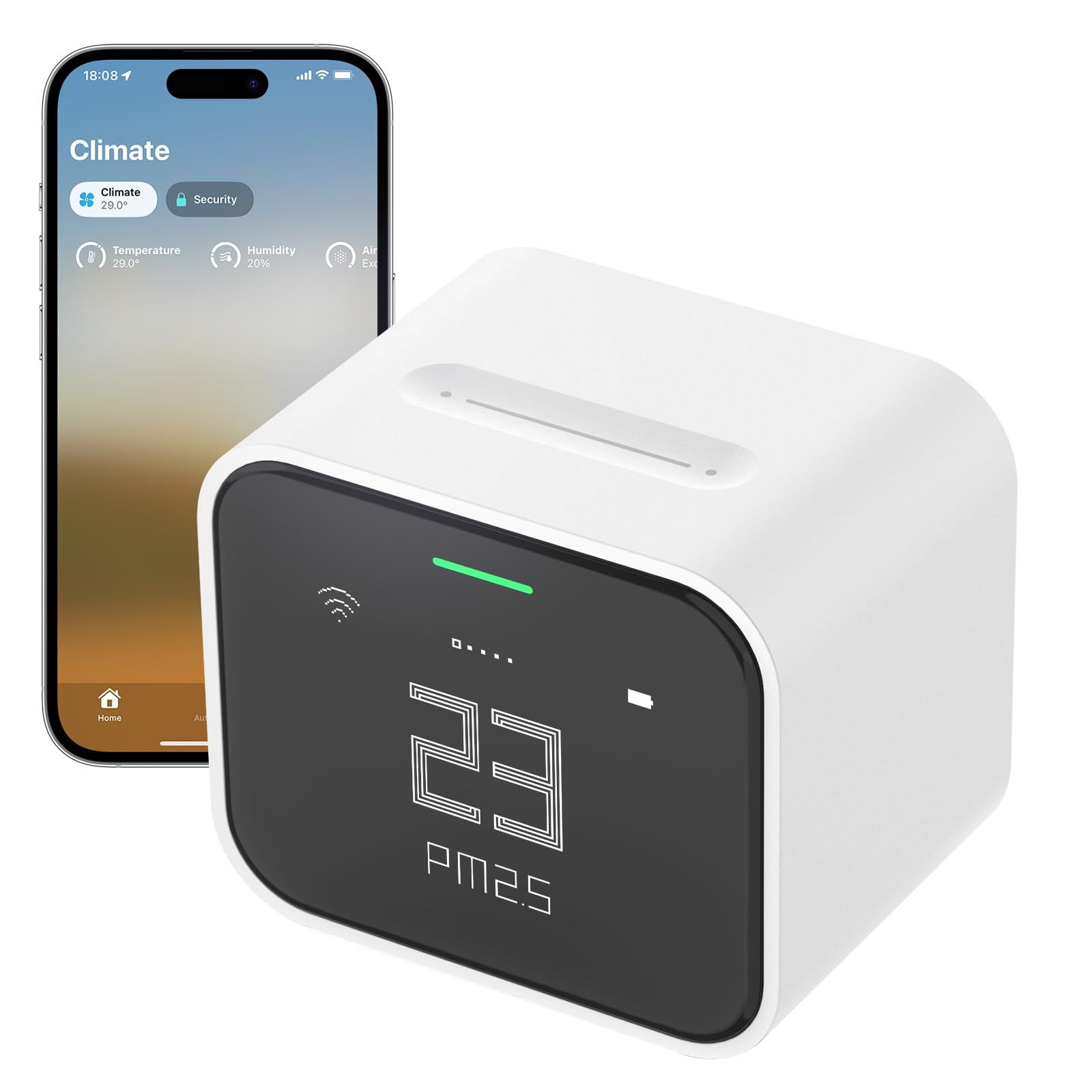 N◆qingping 空気品質モニター、Apple HomeKit に対応可能、Wi-Fi 接続、室内の CO2、PM2.5、PM10、温度、湿度を検測できます 95bef3db