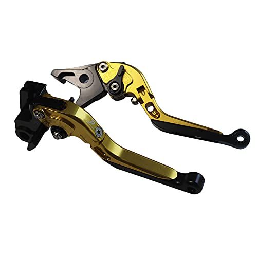 N◆バイク CNC削り出し ブレーキ クラッチレバー 左右セット バリオス ゼファー ZRX ZZ-R エストレア 他 【Dream-Japan】4色【a378】 可倒&角度&伸縮 調整機能付き (ゴールド) 0725f161