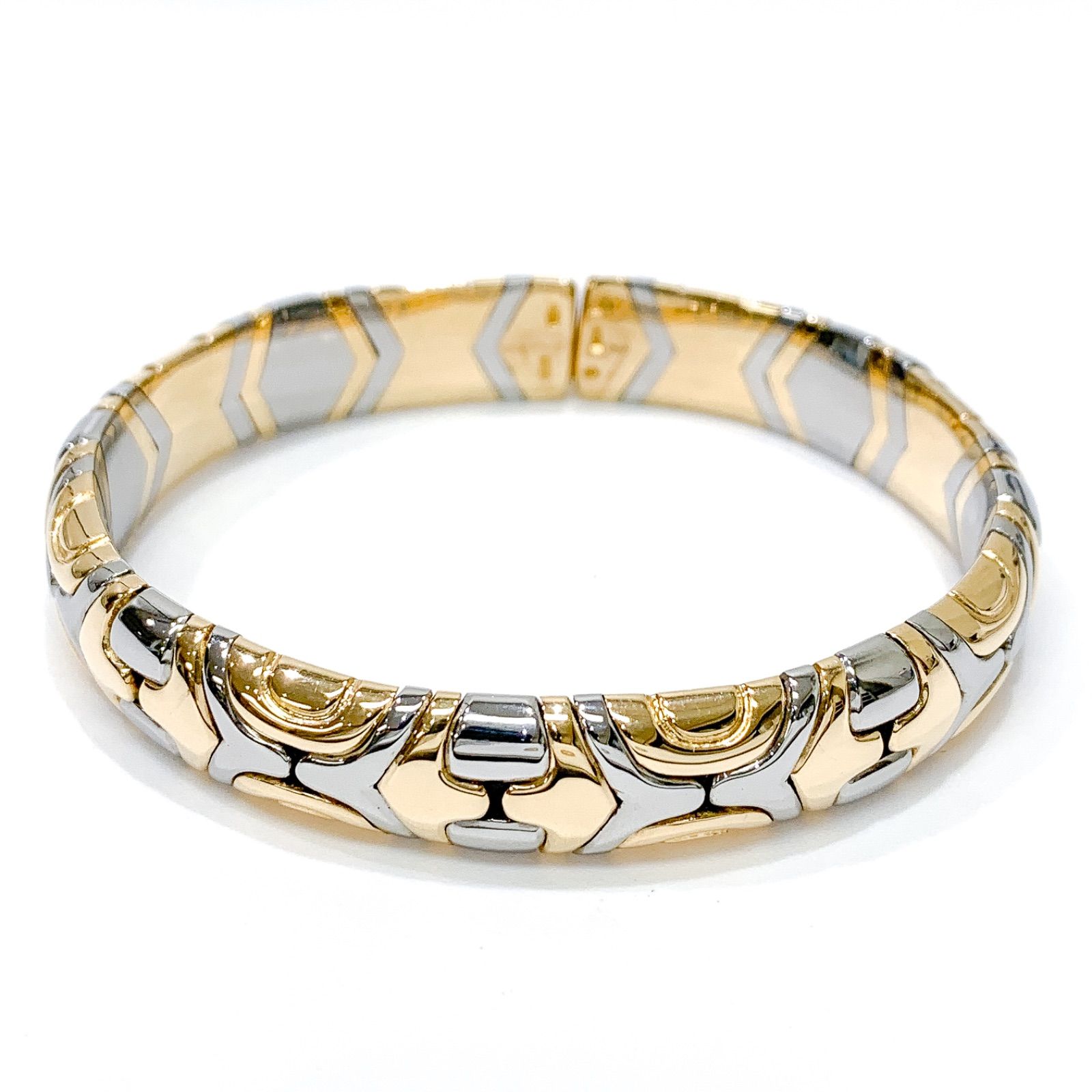 【中古】BVLGARI ブルガリ ブレスレット　バングル　アルベアーレ　K18YGイエローゴールド/ステンレススチールSS