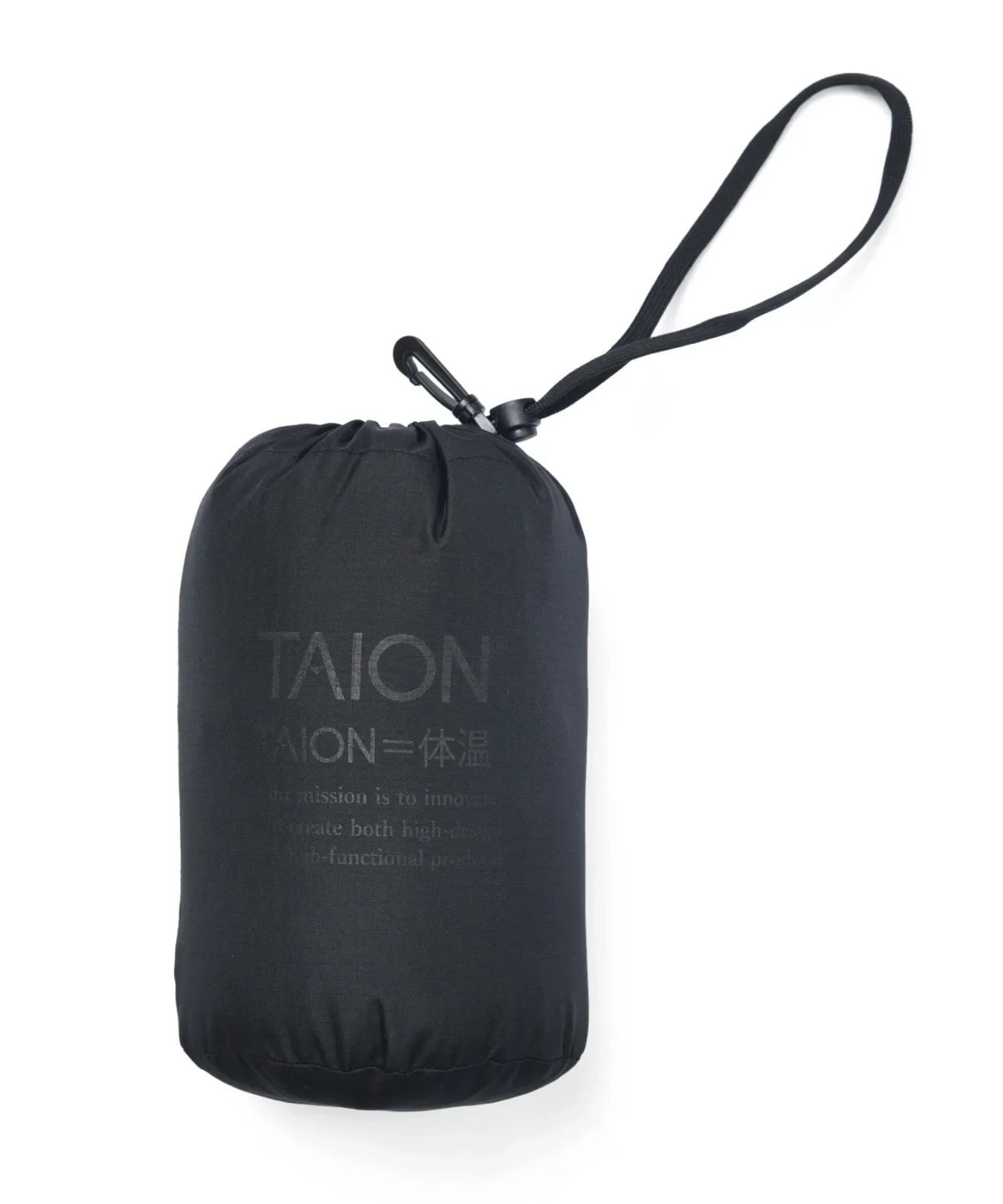 TAION タイオン ミリタリー クルーネック ダウンジャケット TAION-104B2ML-1 800FP リップストップ 軽量 ユニセックス 収納袋付き BLACK