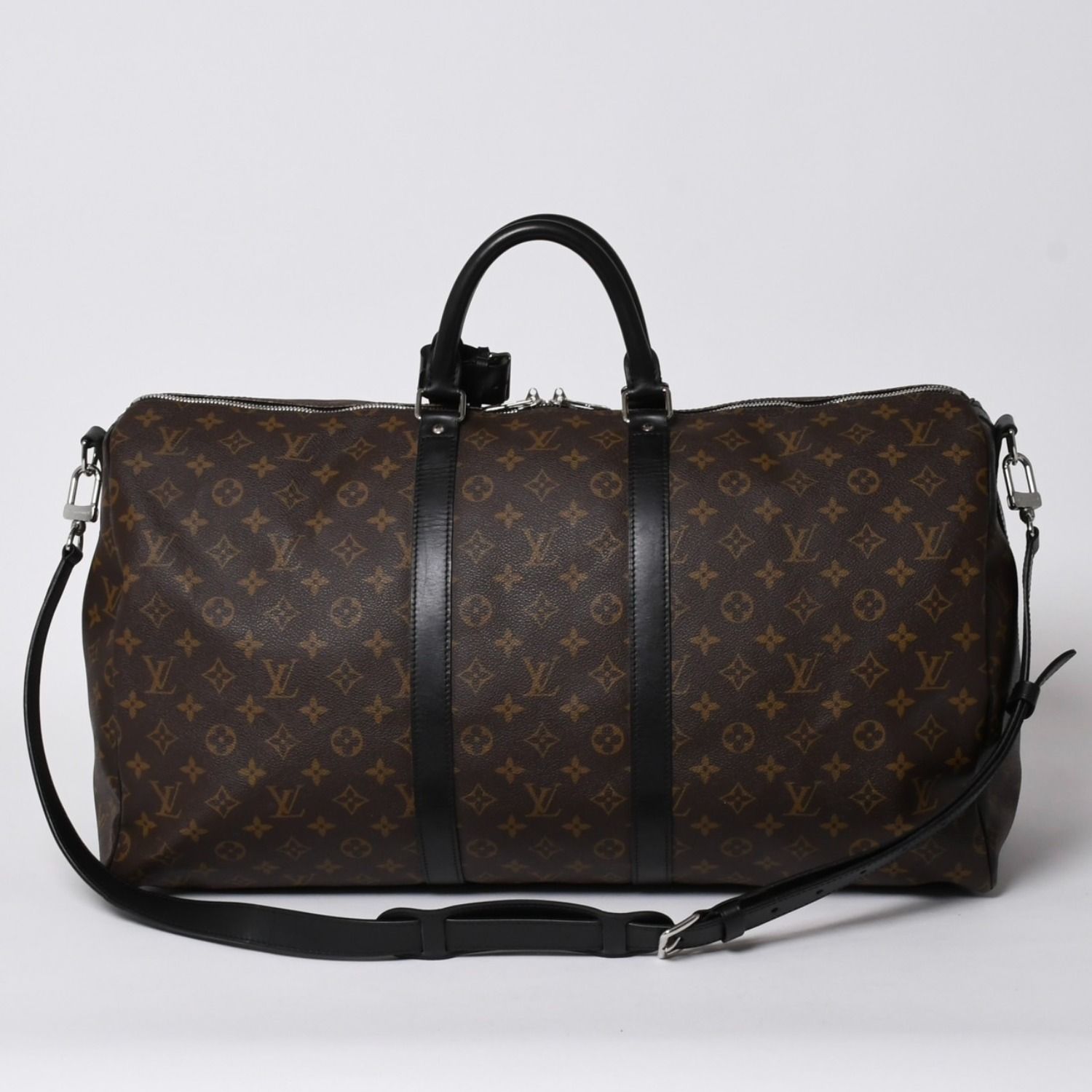 極美品 LOUIS VUITTON ルイヴィトン モノグラム・マカサー キーポルバンドリエール55 ボストンバッグ ブラウン ブラック M56714 中古 4a006153