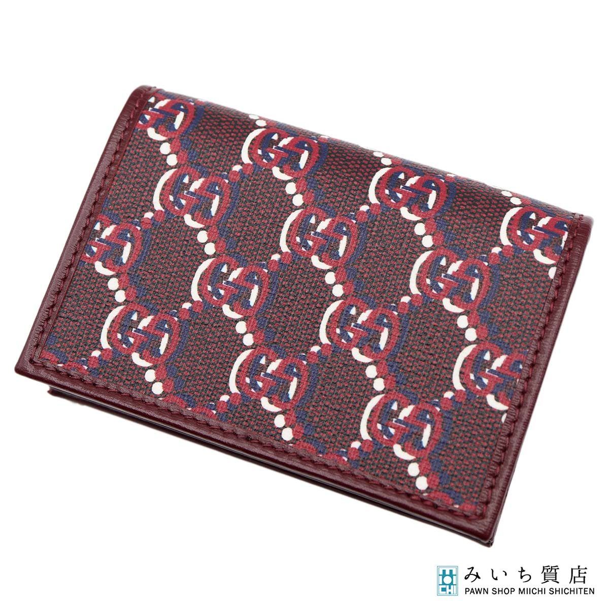 GUCCI グッチ カードケース 二つ折り GGシャドウ ロッソアンコラ ウォレット ミニウォレット 財布 795044 レッド系 25k1084-2