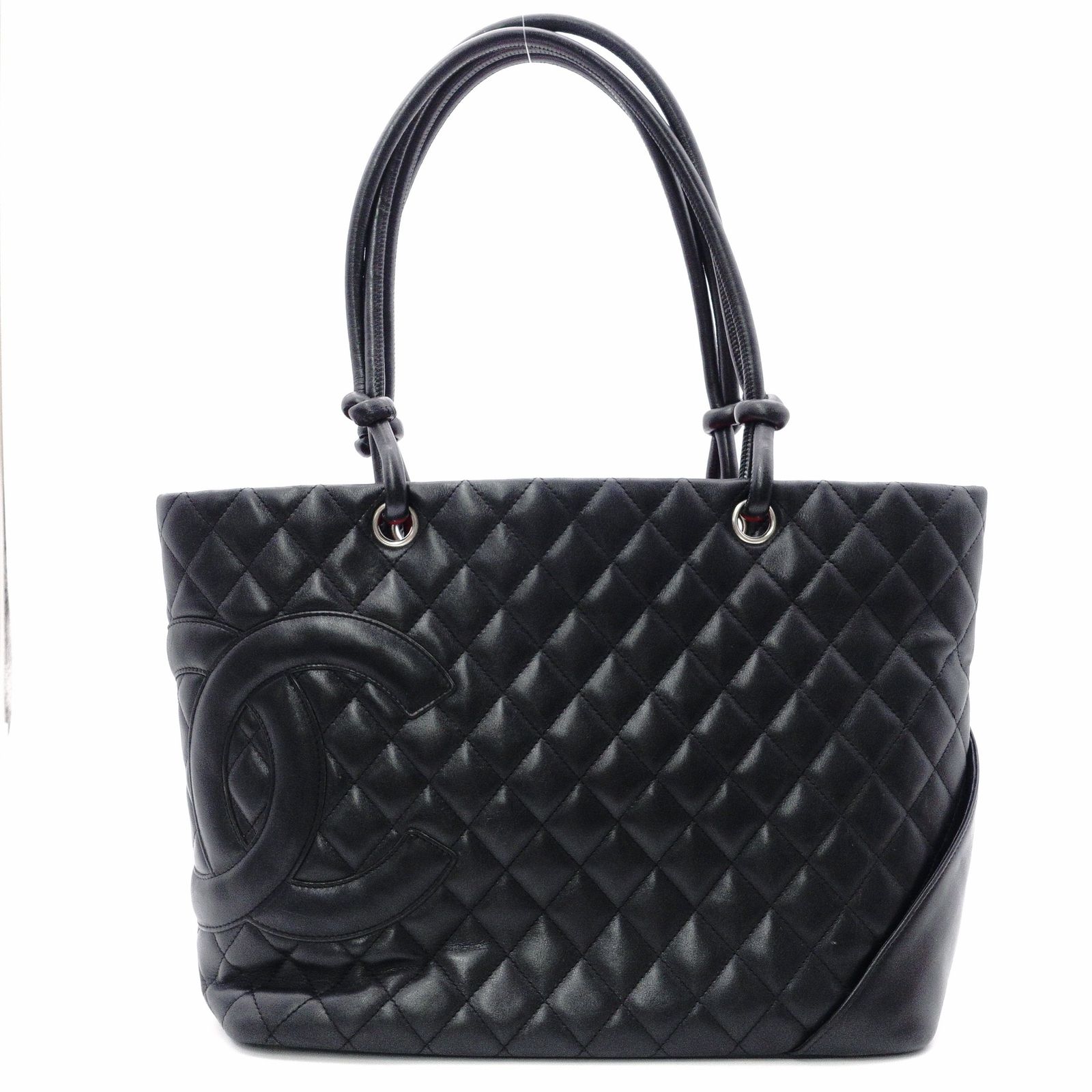 CHANEL シャネル カンボン ライン ハンドバッグ レザー ブラック ピンク CCマーク トートバッグ