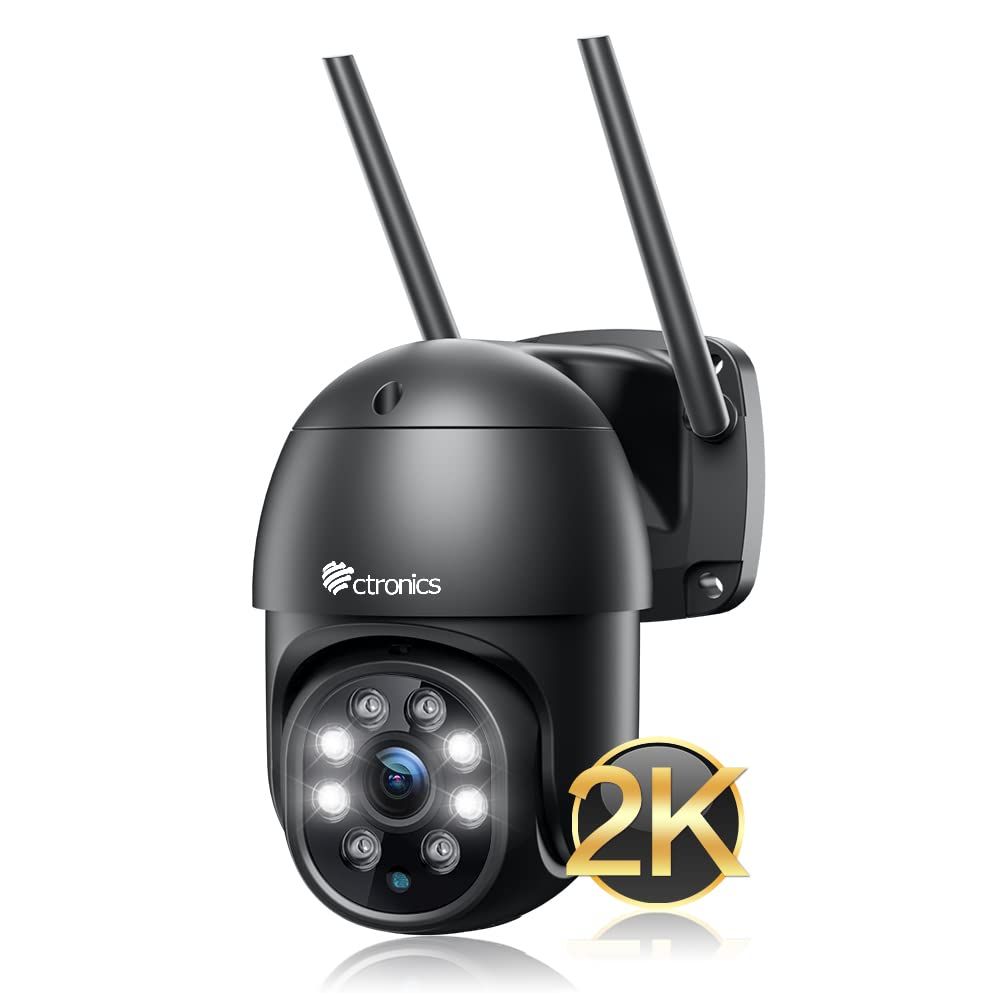 Ctronics 防犯カメラ 屋外 2.5K 400万画素 自動追跡 5GWiFi IP66 | PC対応,ONVIF/NAS,常時録画,夜間カラー,ヒューマン検知,音声通話,遠隔操作,LANケーブル付属,防犯ステッカー付属,128GB TF対応,自動上pms