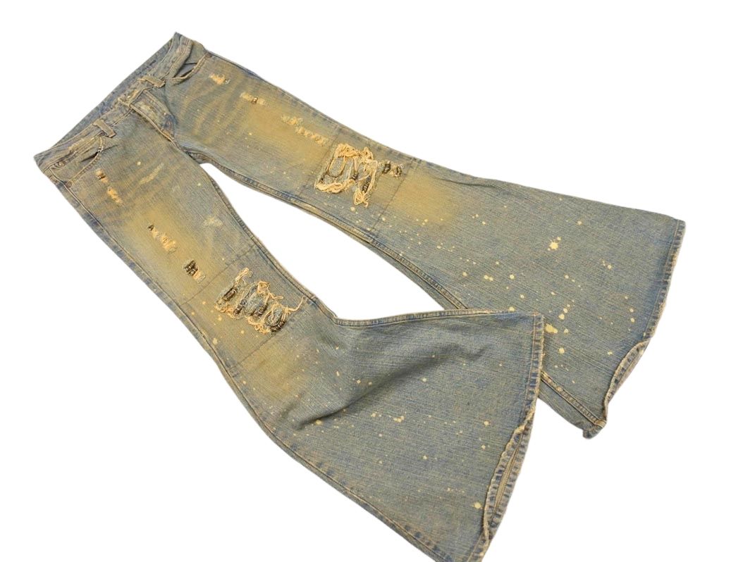MAD MAX マッドマックス SPBB クラッシュ加工 リング ボタンフライ ブーツカット デニムパンツ size26/青 ■■◎メンズ 92,895円