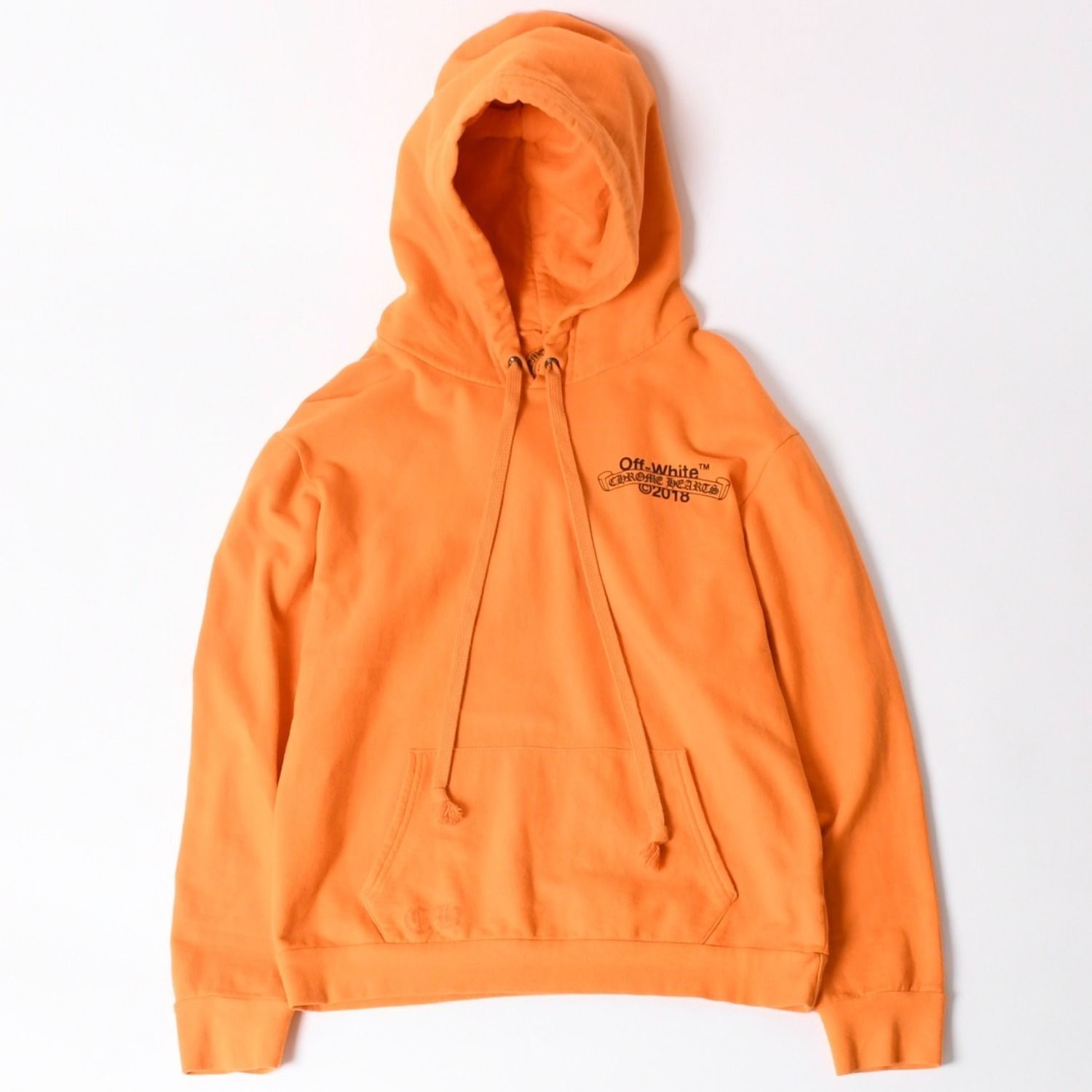 CHROME HEARTS クロムハーツ × OFF-WHITE オフホワイト 2018 プルオーバーフーディー サイズL ヴァージル アブロー 美品 中古 4a005929