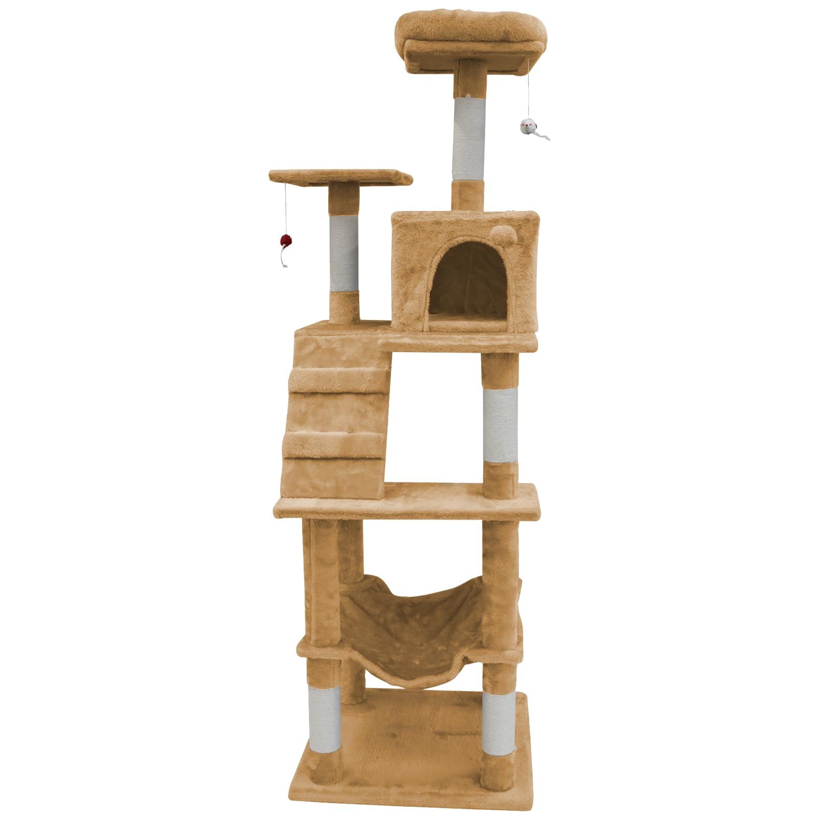 NICO-LS キャットタワー猫タワー 大型猫用 中型猫用 子猫用 成猫 スリム 多頭飼い 据え置き型 日本語説明書付き 高さ160cm (ブラウン, 160cm)mt 9ee05833 6,264円