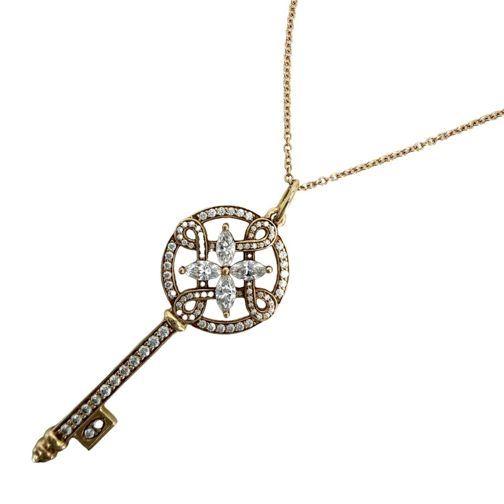 ティファニー ネックレス レディース ビクトリア キー 鍵 ジュエリー アクセサリー Au750 18金YG TIFFANY&Co. K18イエローゴールド ダイヤモンド 約4.5g【中古品】