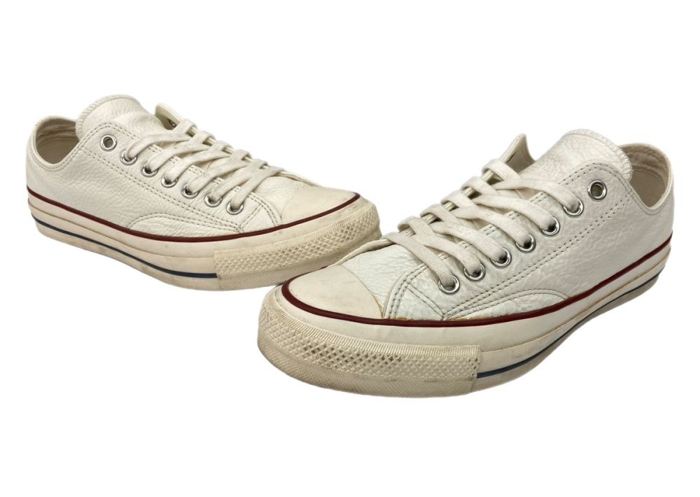 コンバース CONVERSE ADDICT 18年製 CHUCK TAYLOR LEATHER OX チャック テイラー レザー シボ革 Vibramソール ローカット シューズ 白 1CL144 スニーカー ホワイト 27.5cm 104S-1398